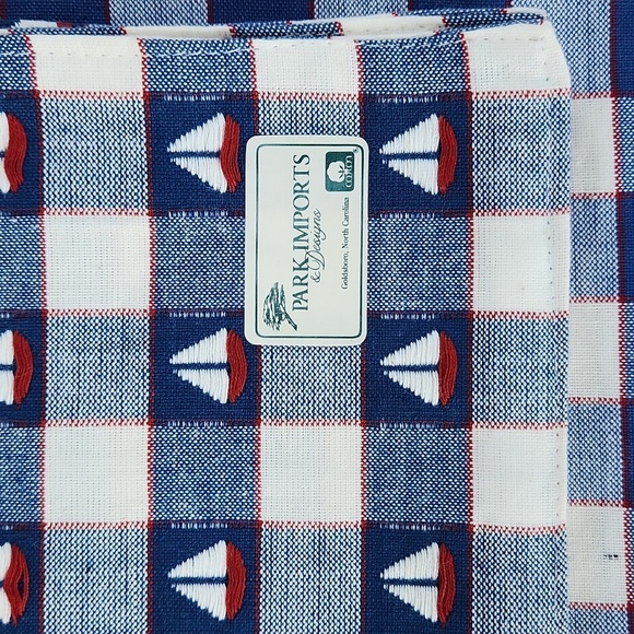 Blue and White Checkered Placemats with Sailboat Design, 5 All New 19 X 13 - Picture 2 of 3